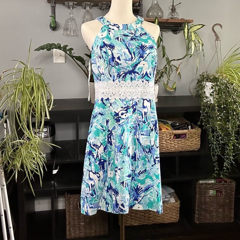 Lilly Pulitzer Ashlyn Shift Dress Tropical Turquoise Elephant Appeal